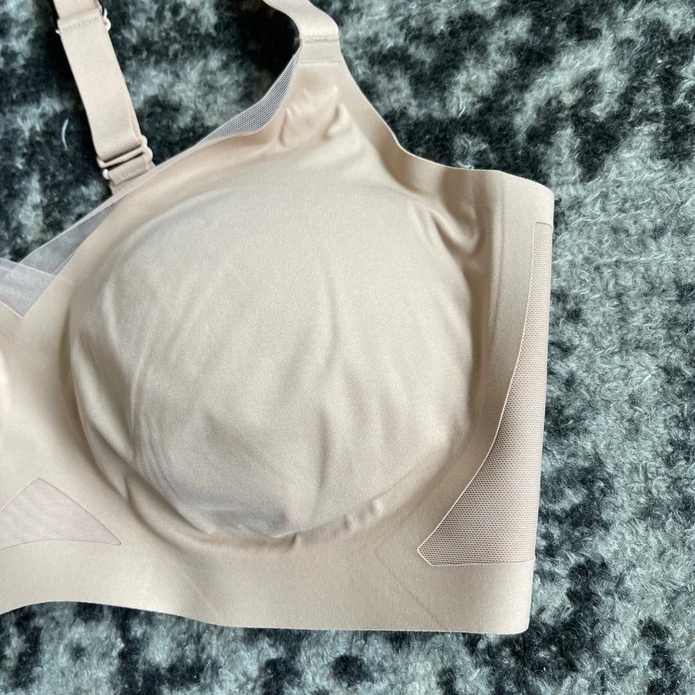 NWT Honeylove Crossover Bra Sz 1X Sand Beige Nude Wireless Mesh Seamless Support